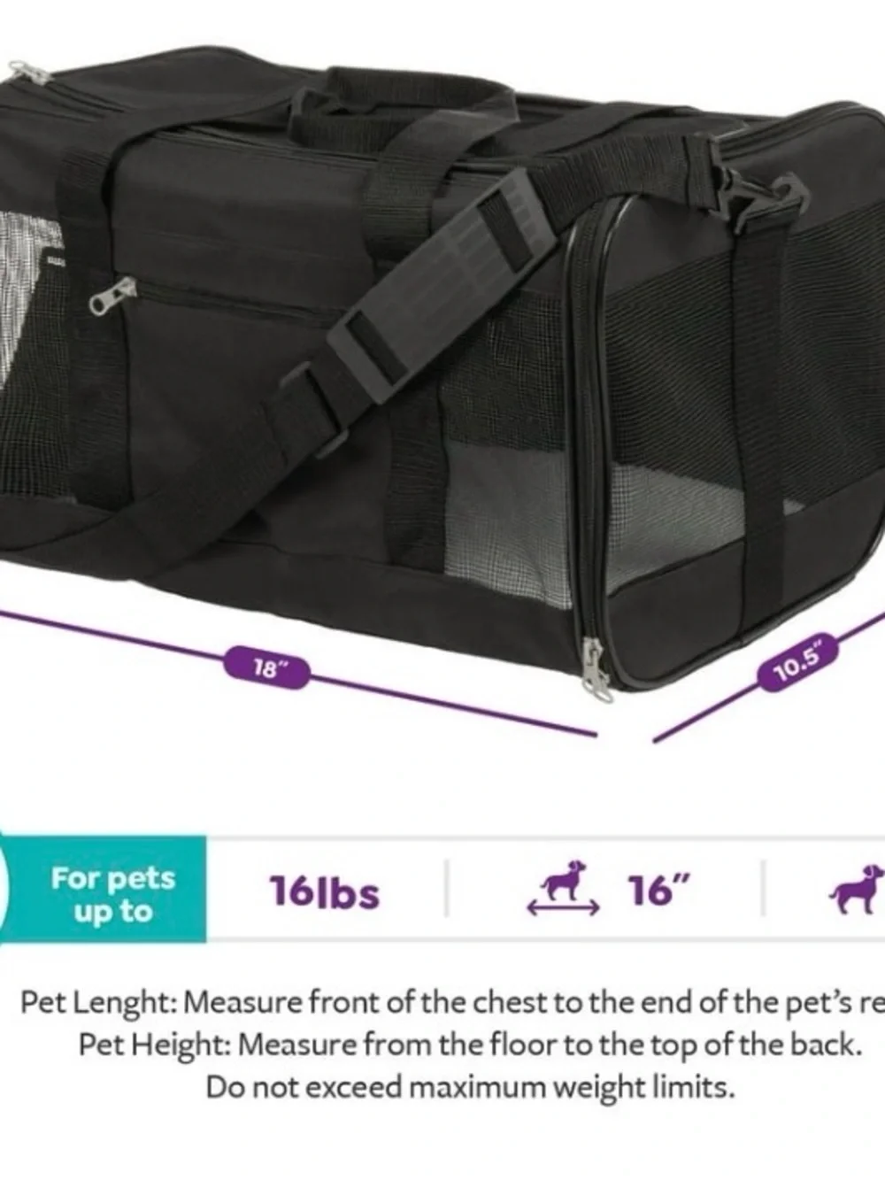 Pet Carrier (medium) Black